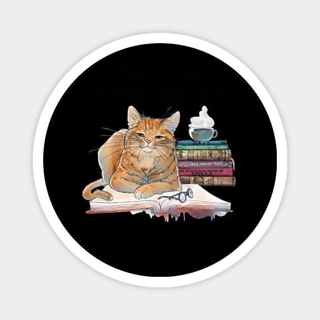 Cat Drink Tea Read Books Be Happy Magnet by Phylis Lynn Spencer